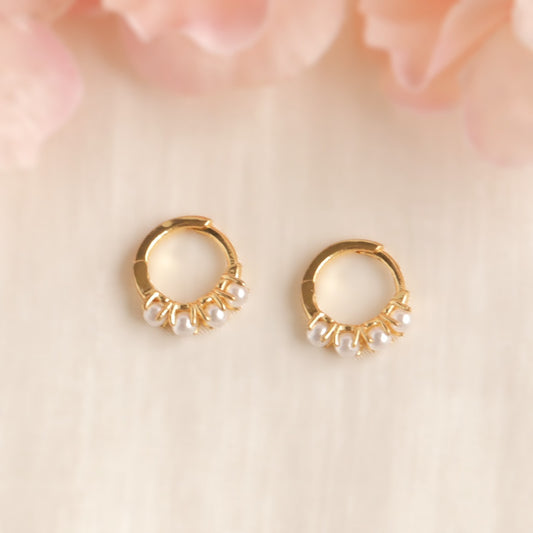 Mini Pearl Hoops