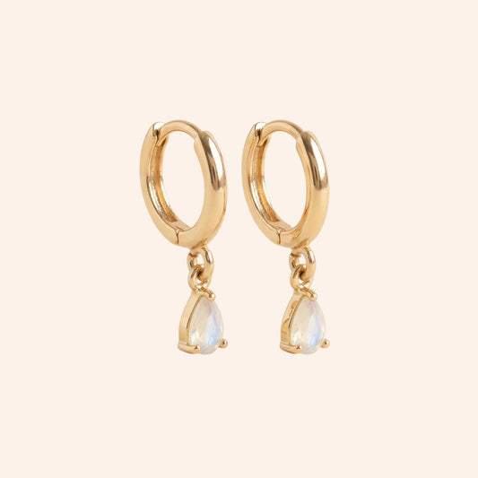 Mini Moonstone Hoops