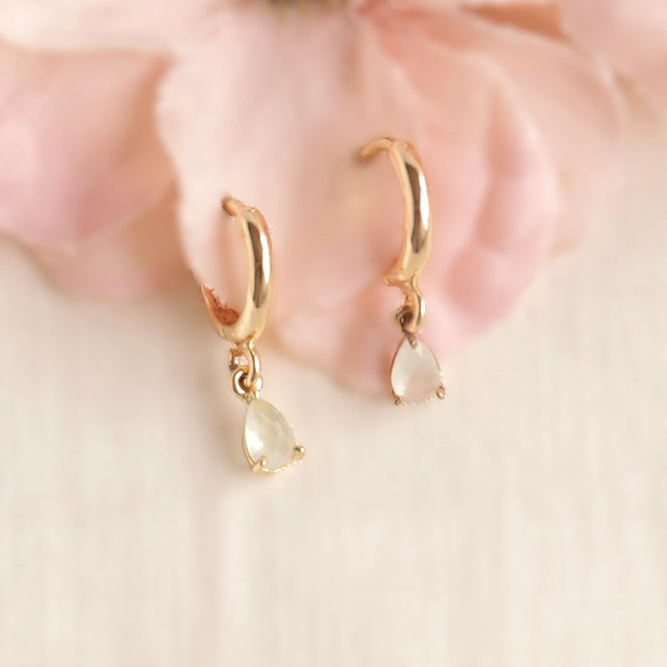 Mini Moonstone Hoops